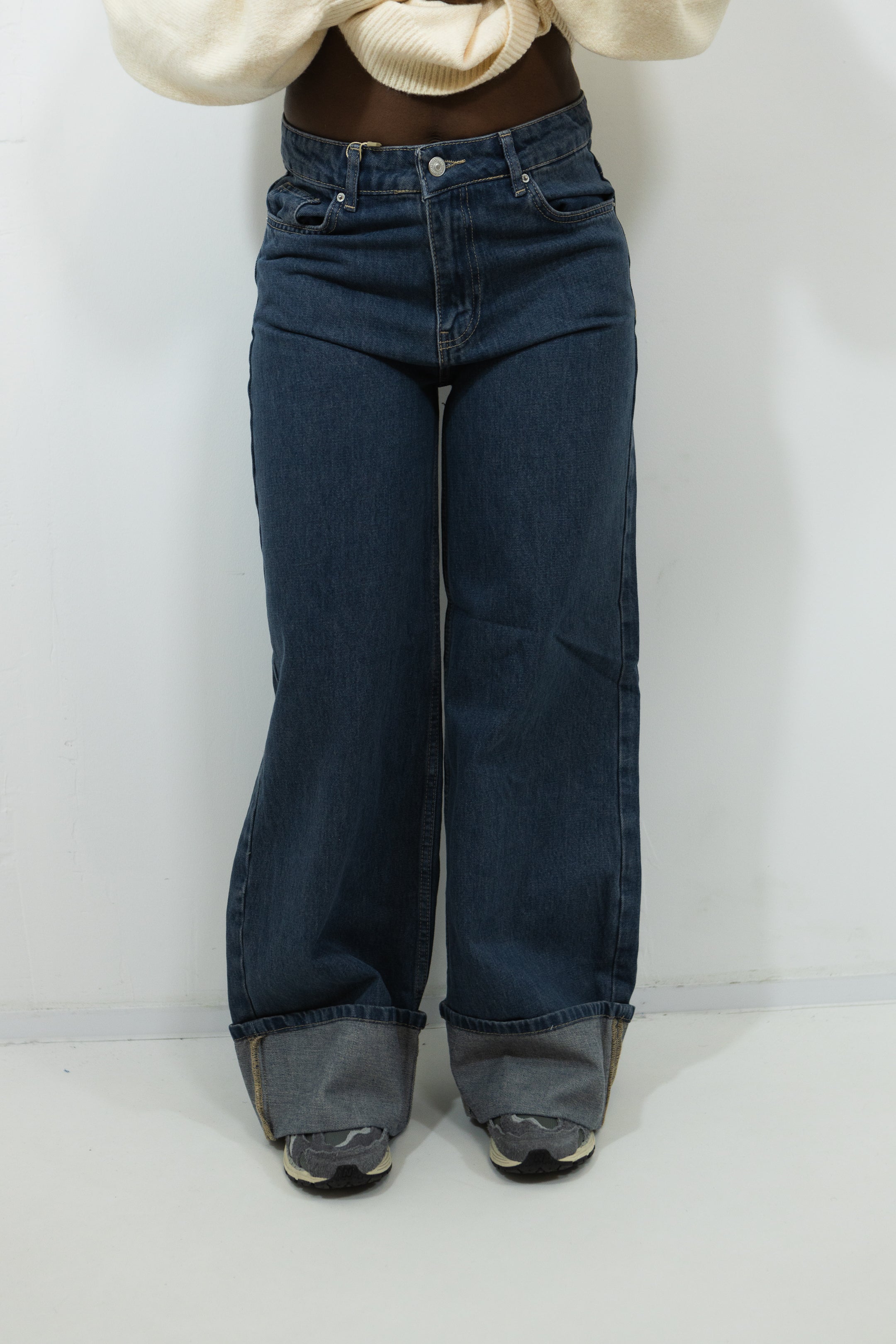 JEAN WIDE LEG AVEC REBORD