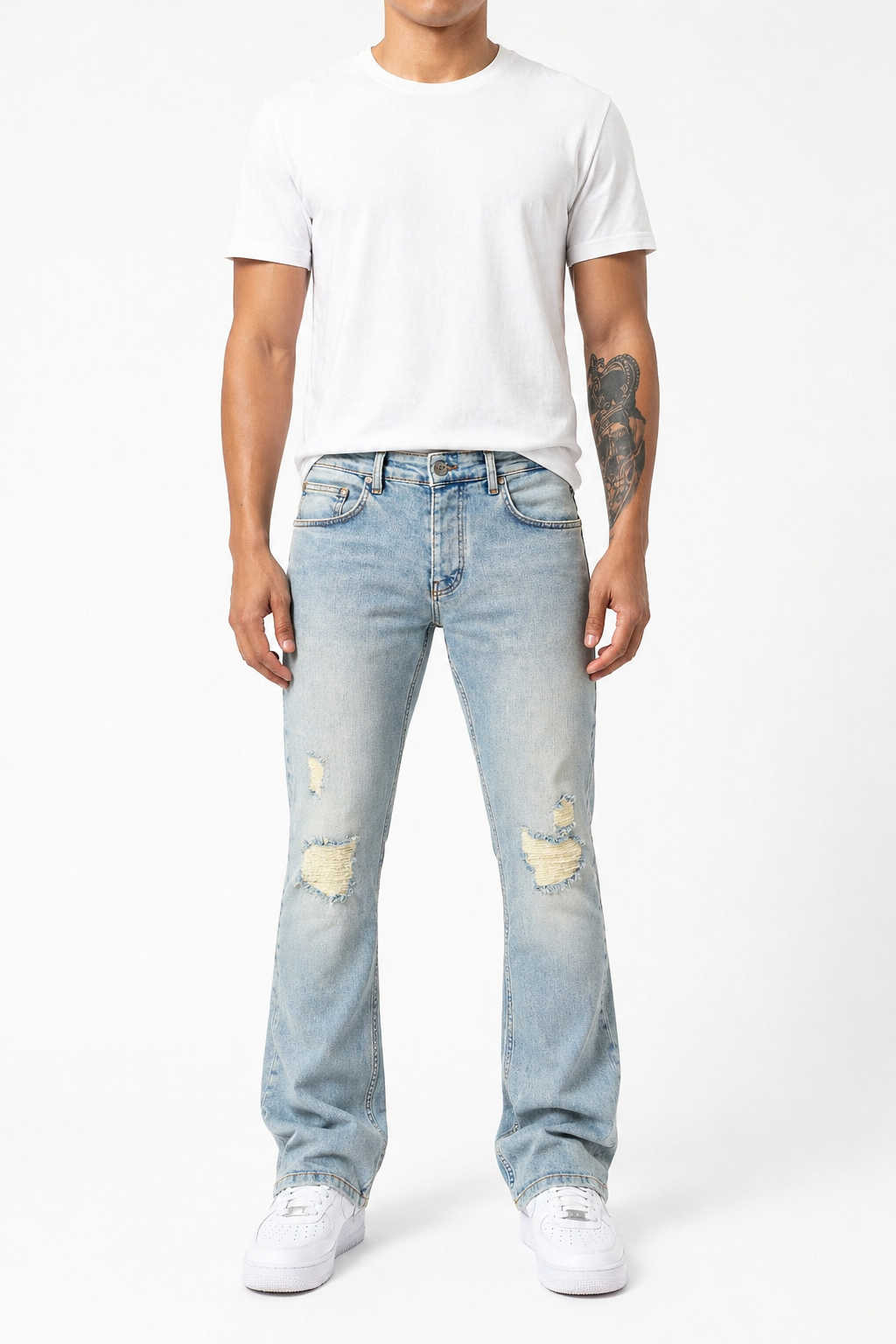 Jean flare scratched