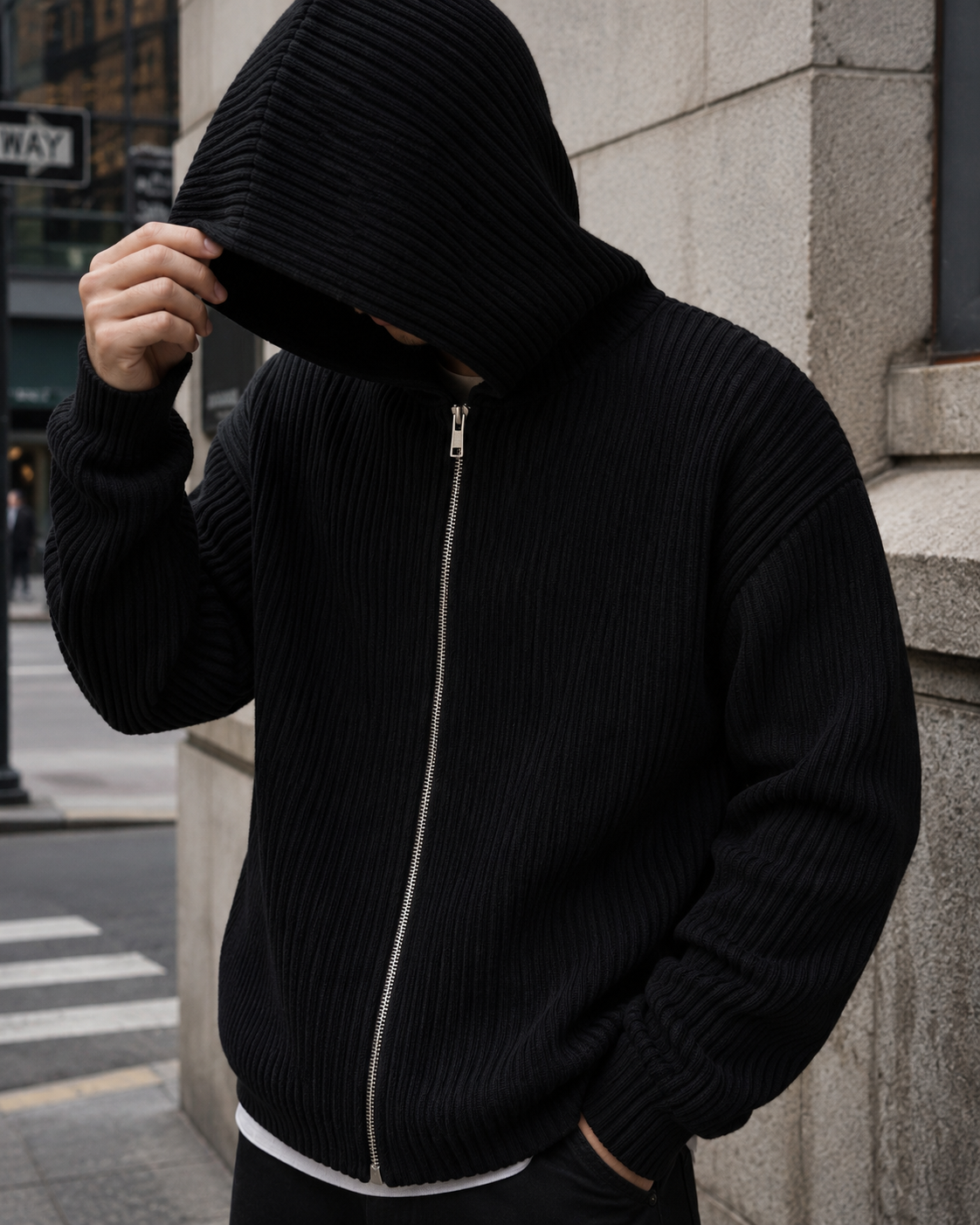 Zip hoodie rainure