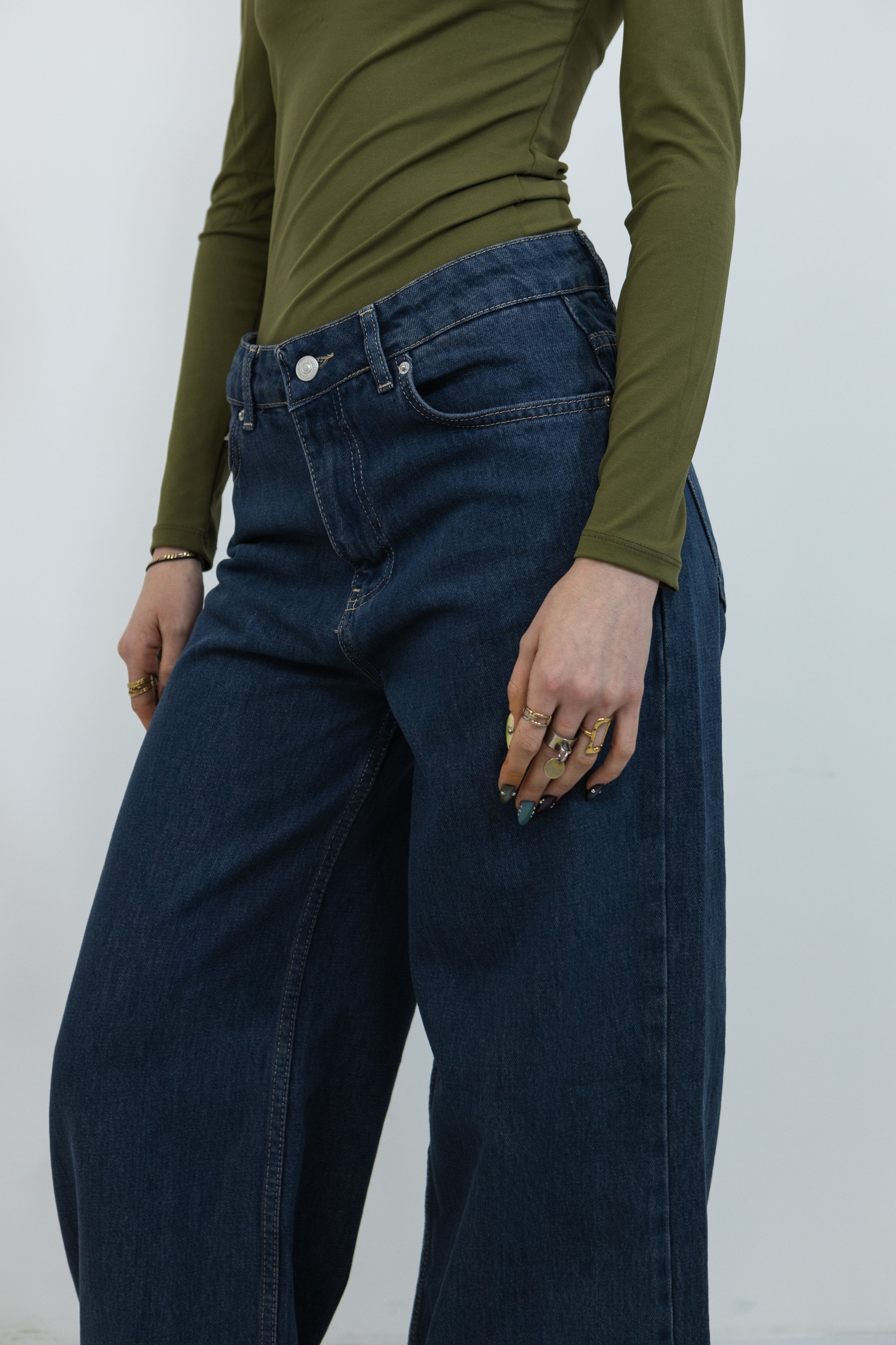 JEAN WIDE LEG AVEC REBORD