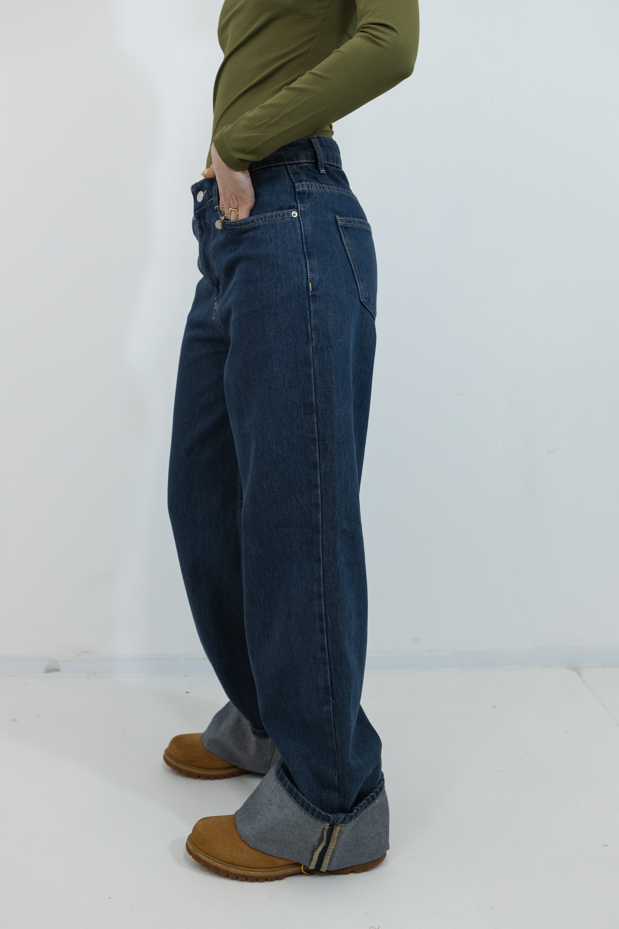 JEAN WIDE LEG AVEC REBORD