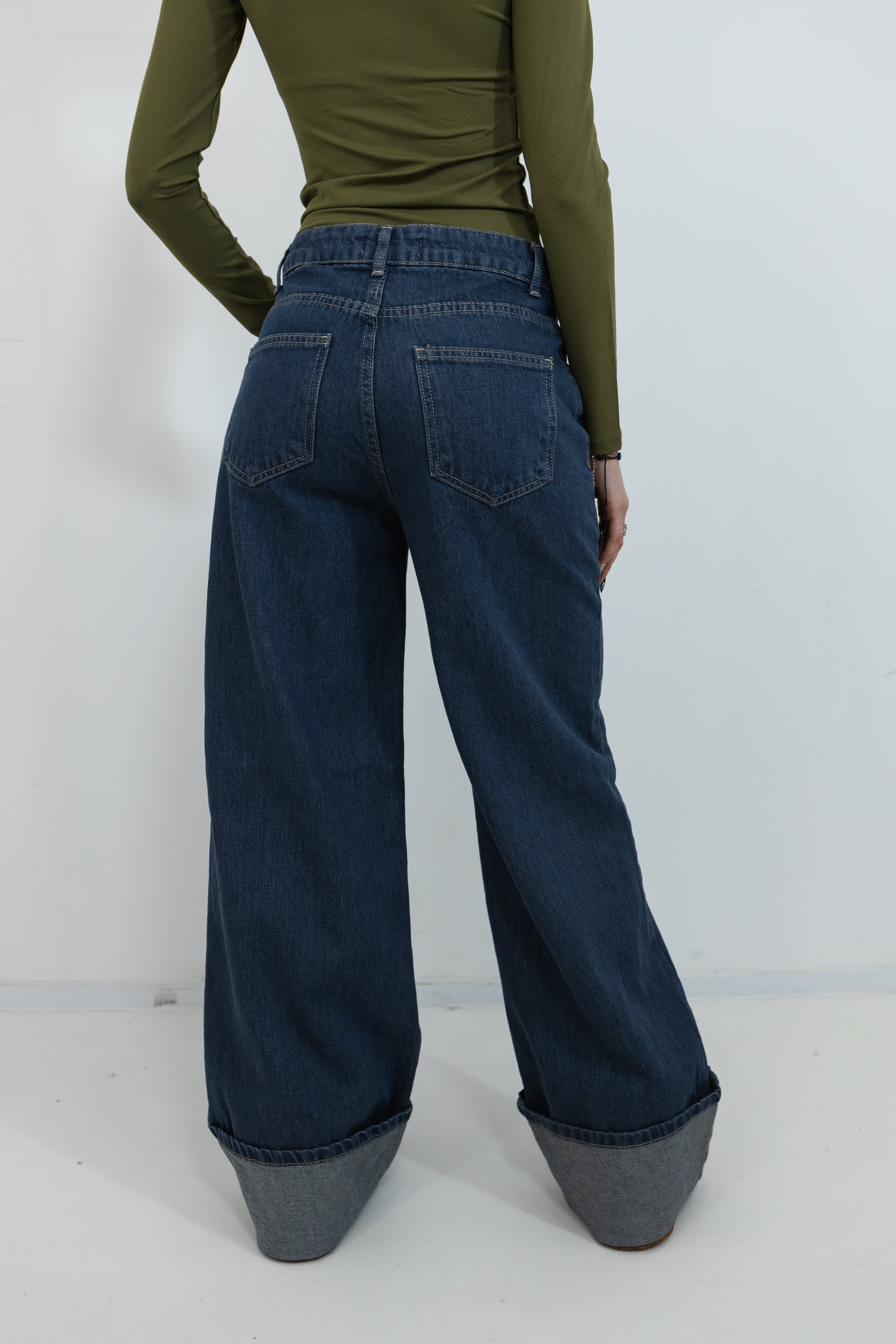 JEAN WIDE LEG AVEC REBORD