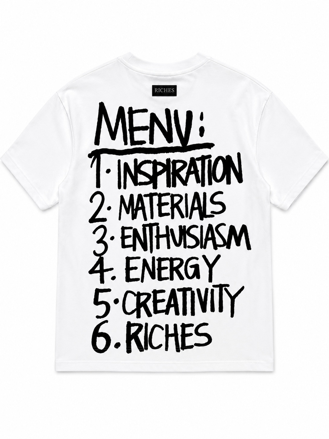 T shirt riches menu