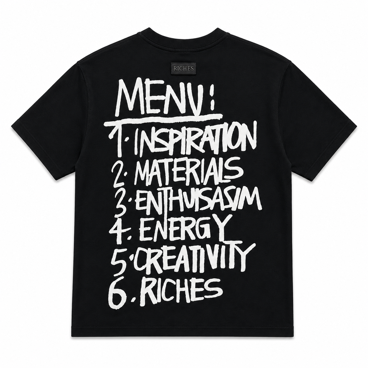 T shirt riches menu