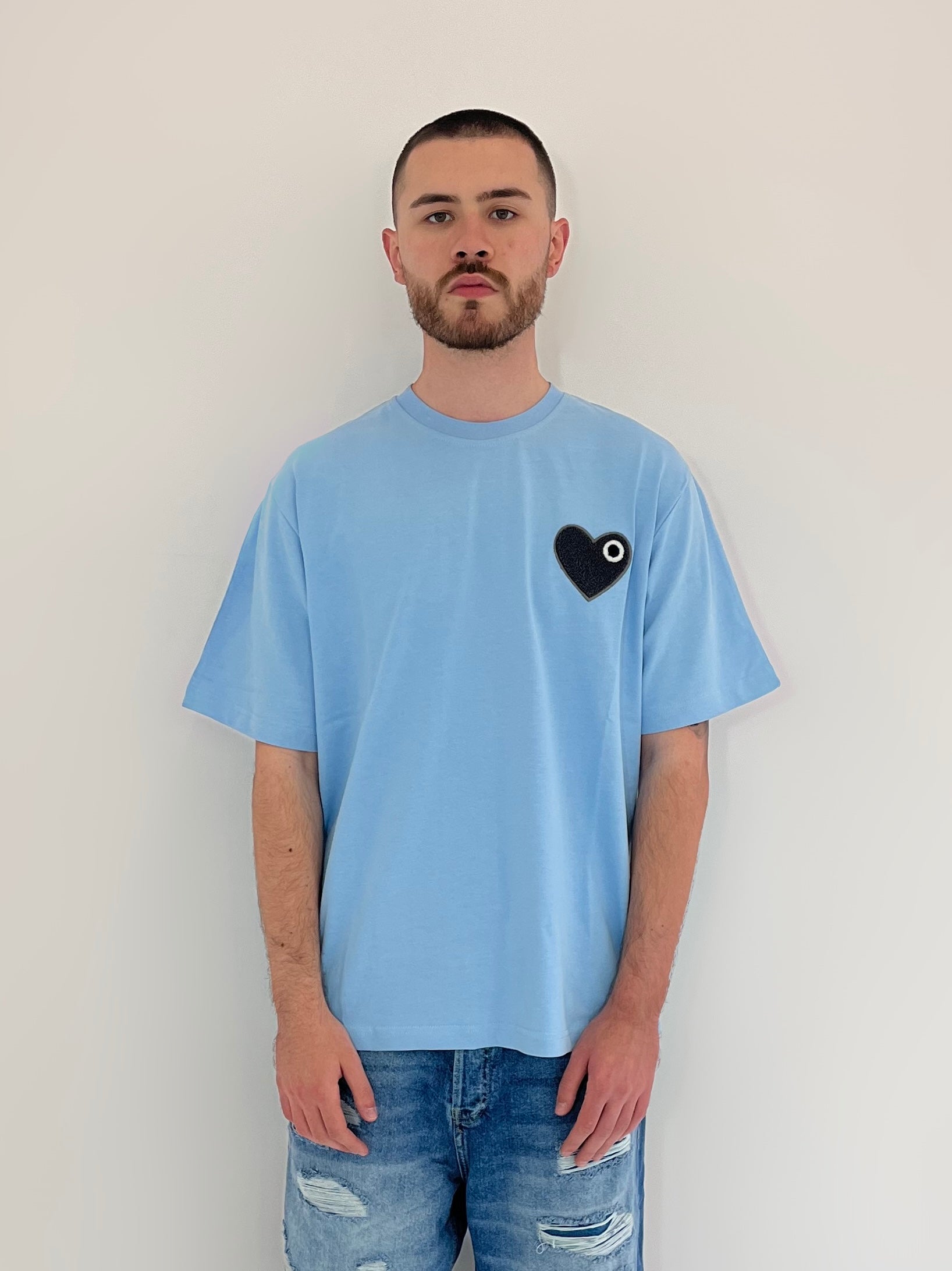 T-SHIRT COEUR - BLEU / ANTHRA