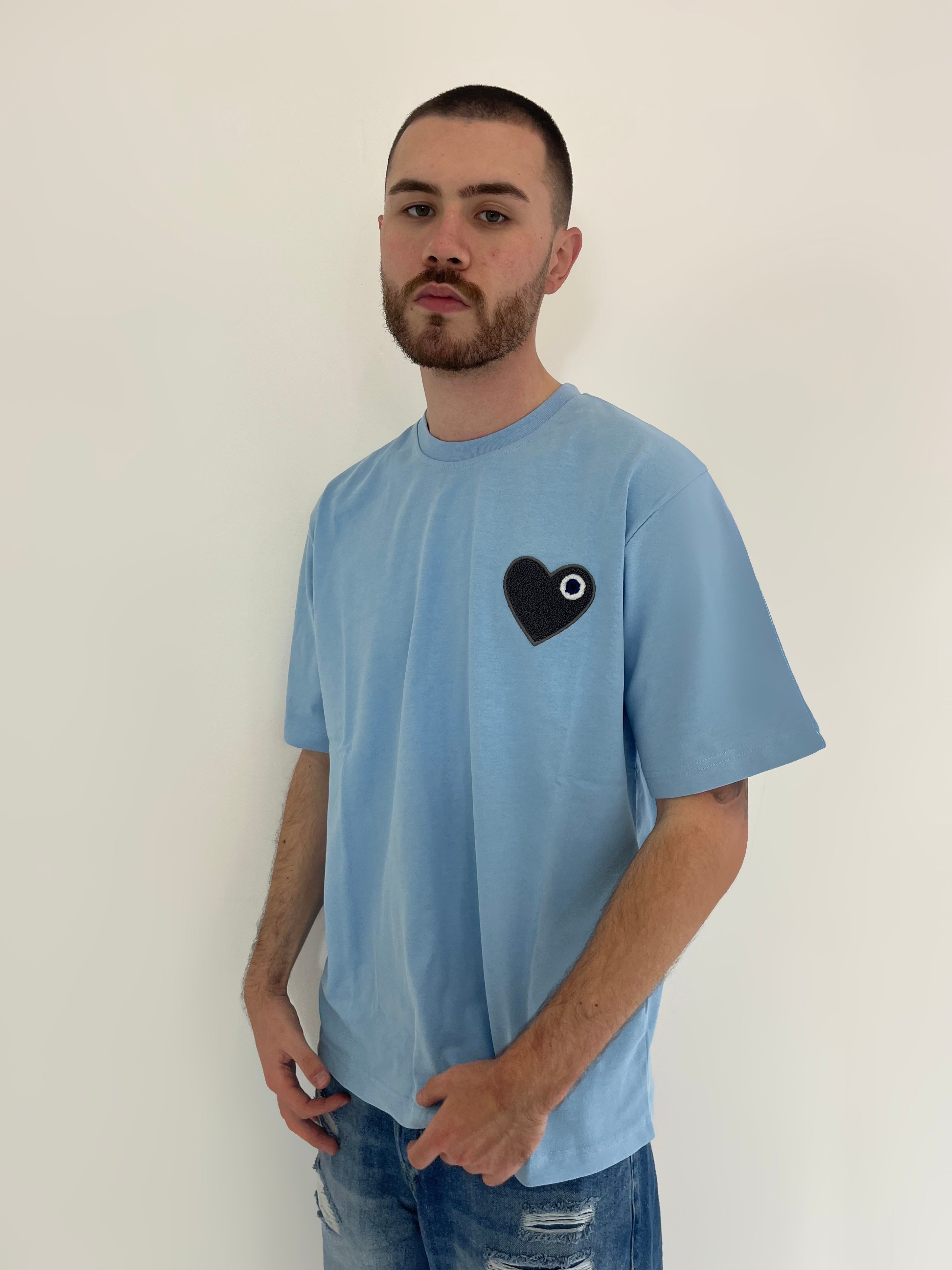 T-SHIRT COEUR - BLEU / ANTHRA