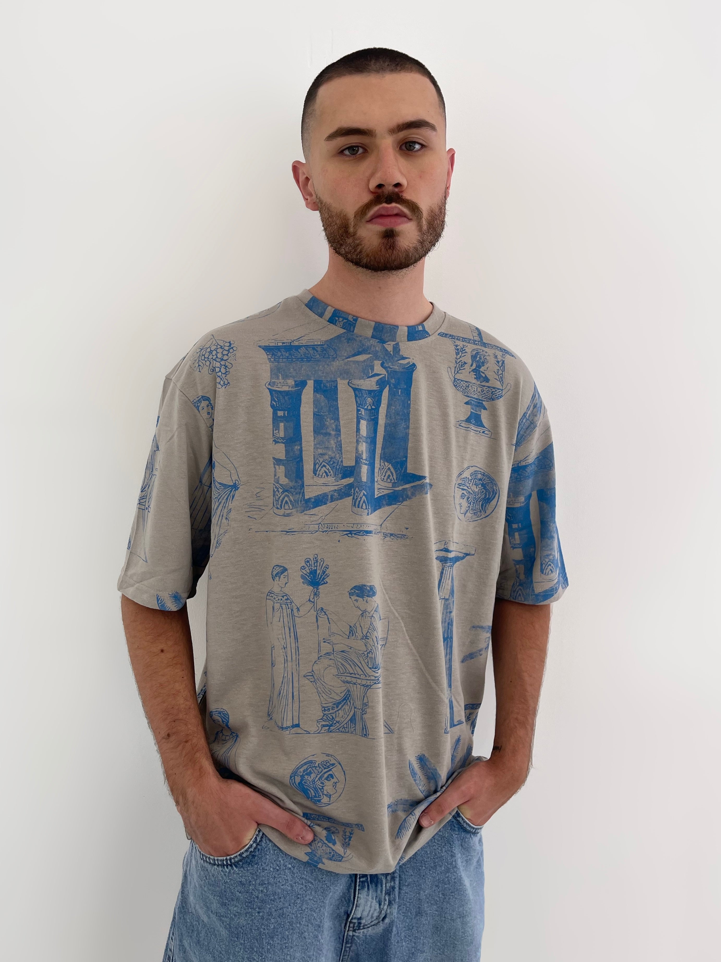 T-SHIRT ANTICA GRIS / BLEU