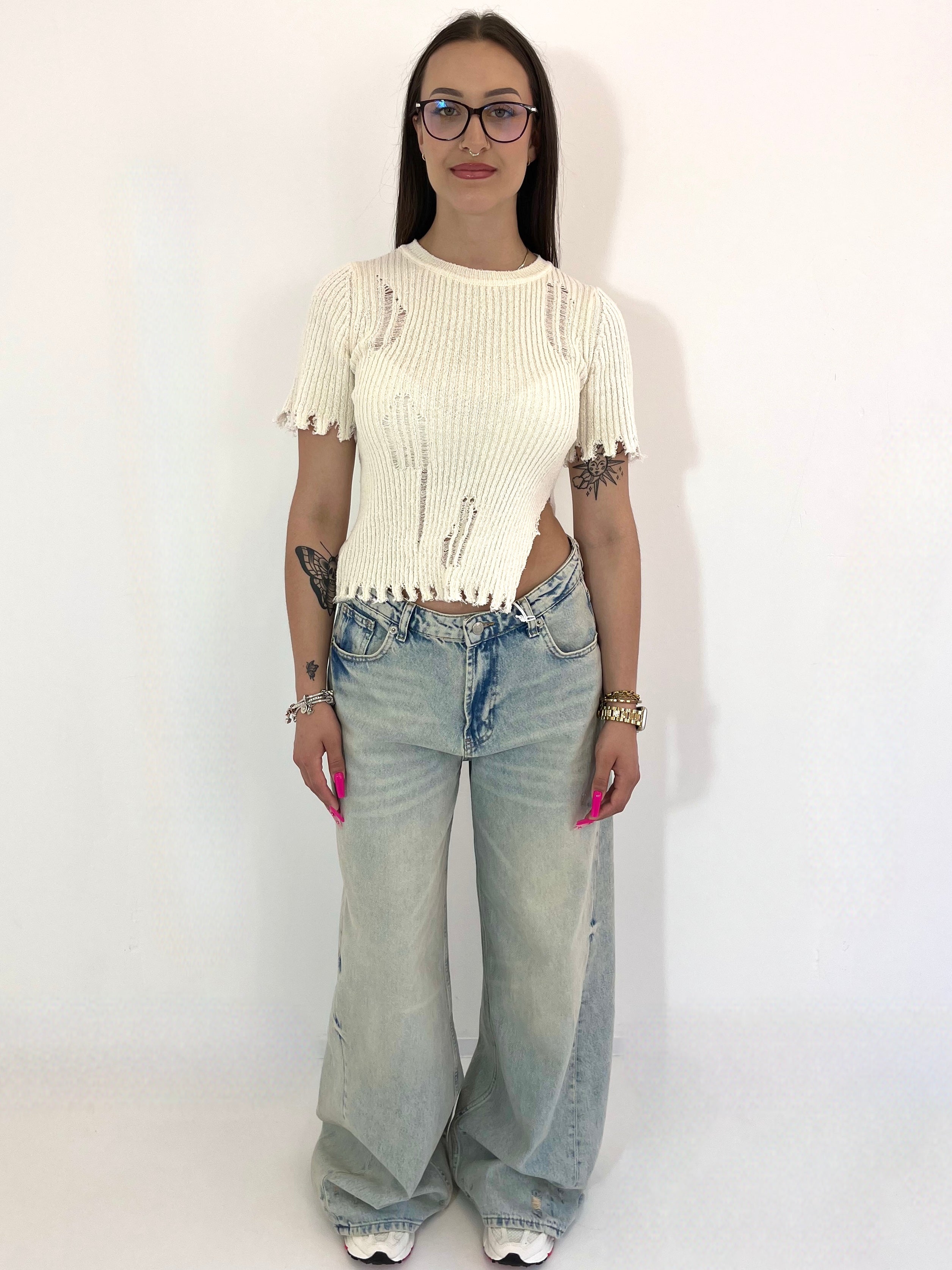 JEAN WIDE LEG  WASHED