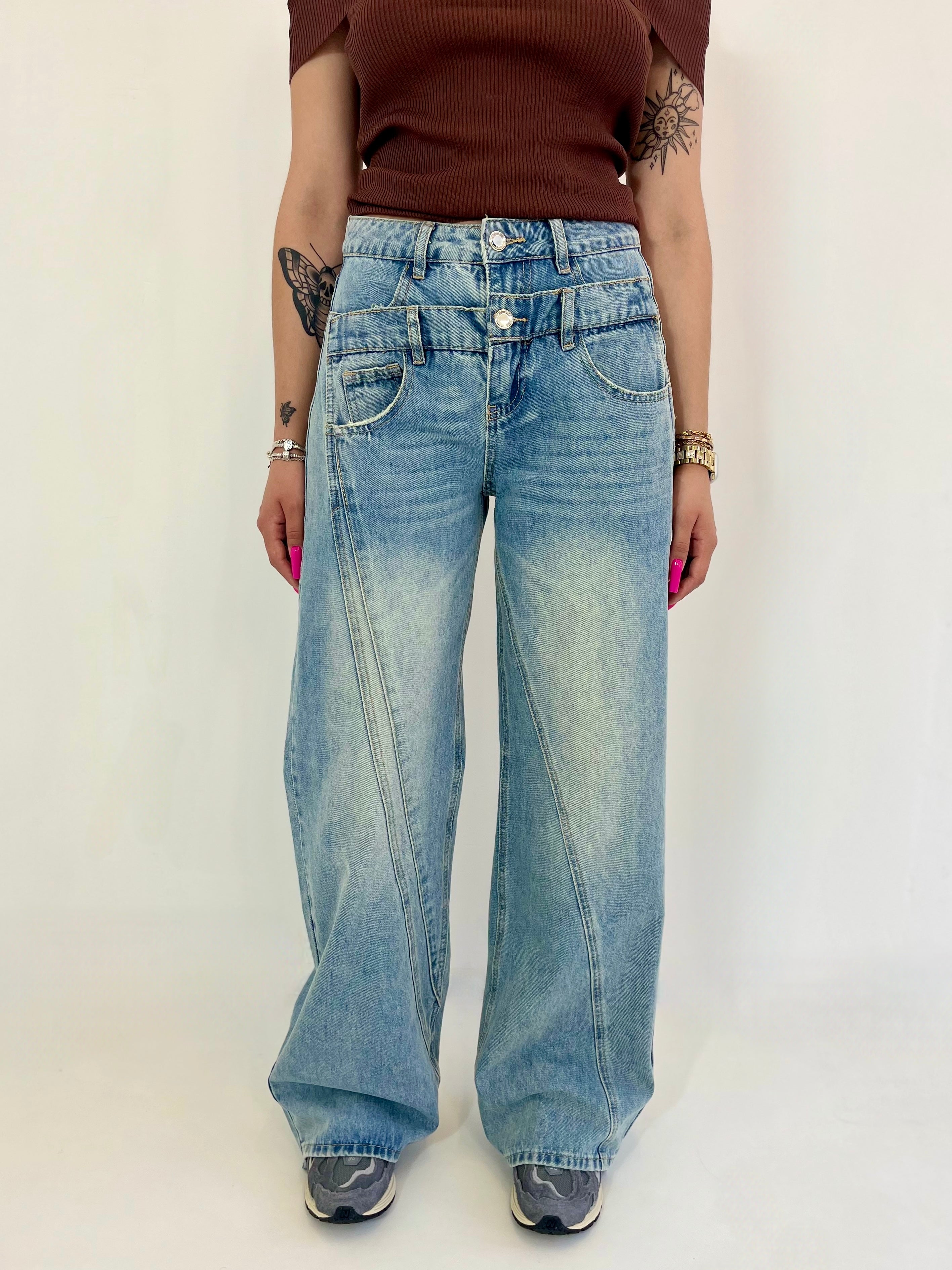 JEAN DOUBLE WIDE LEG - BLEU