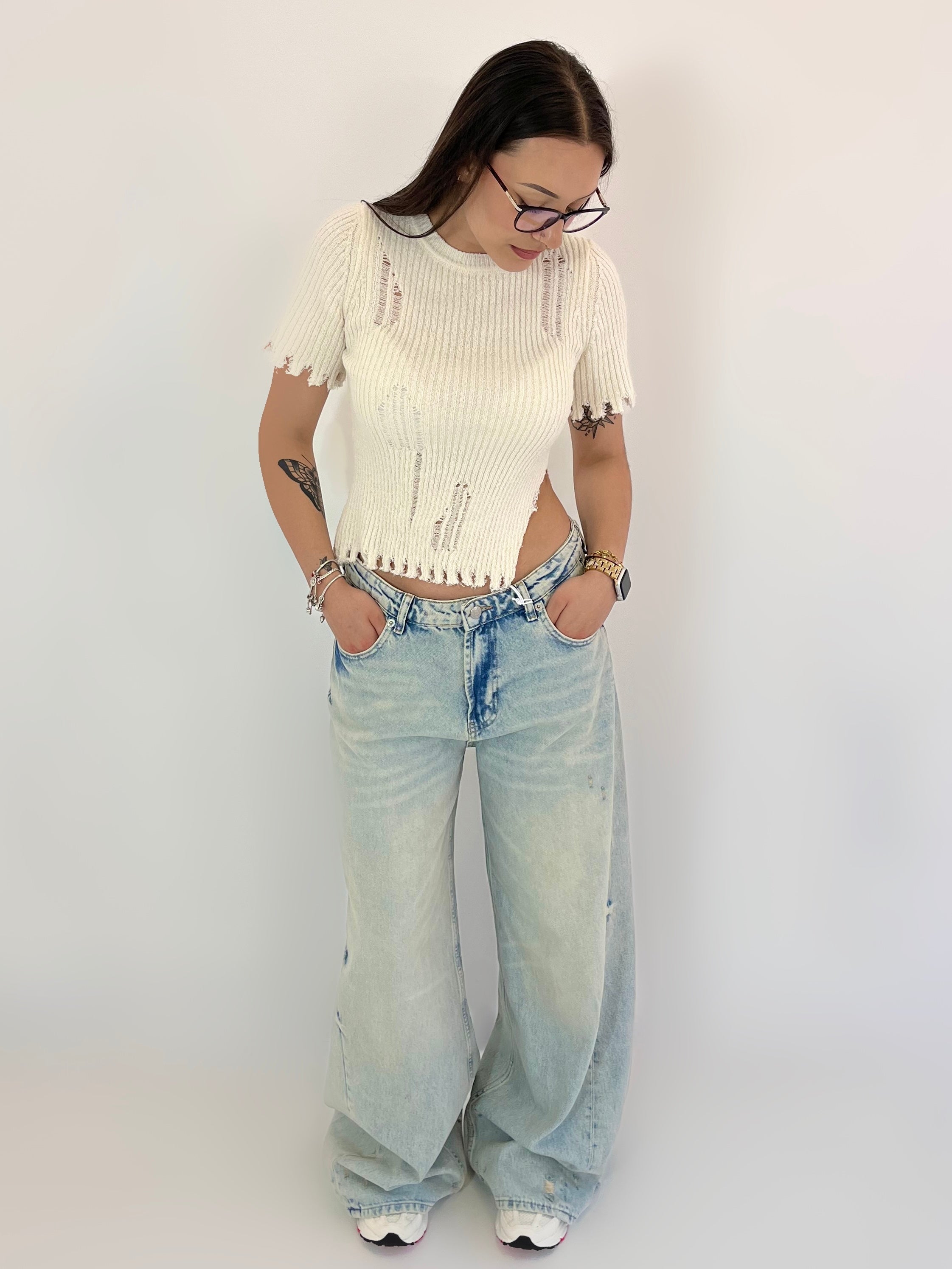 JEAN WIDE LEG  WASHED